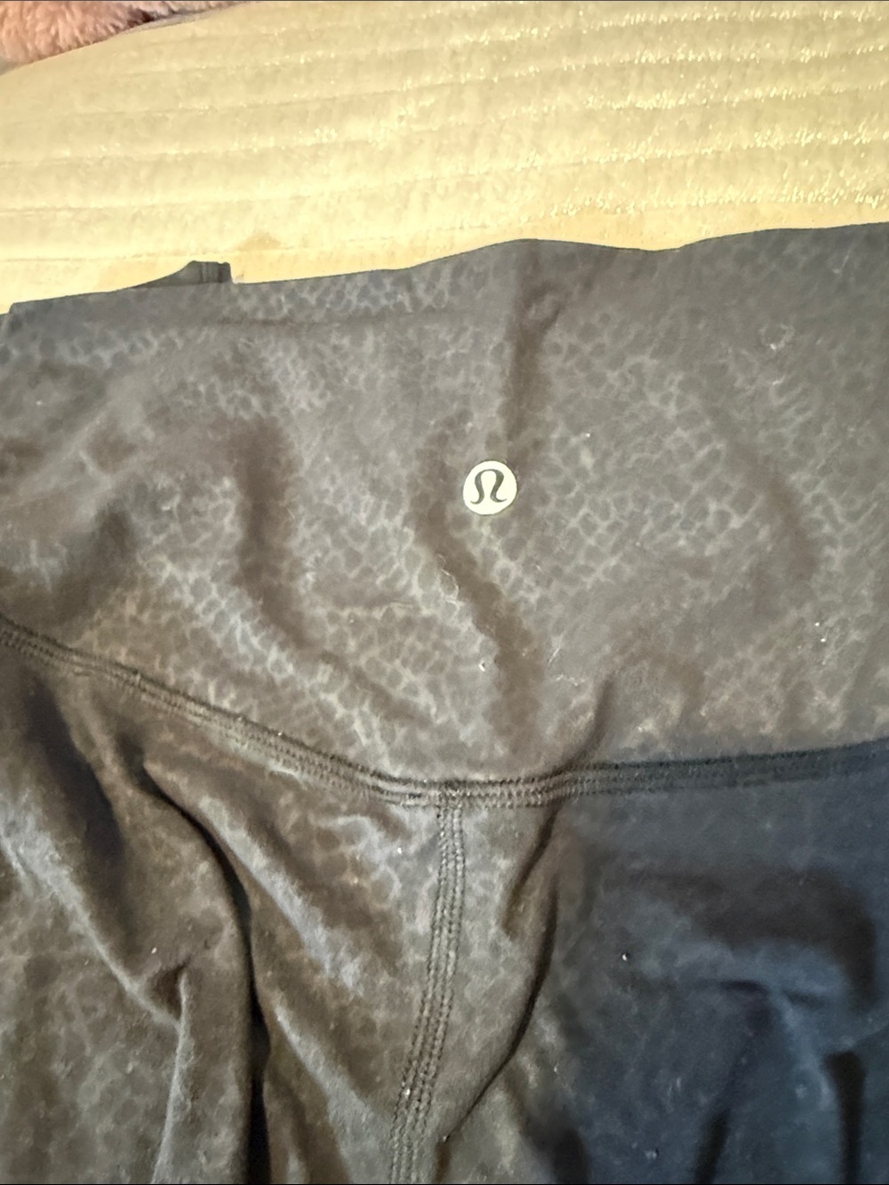 Lululemon Black Leopard Print Leggings with Logo